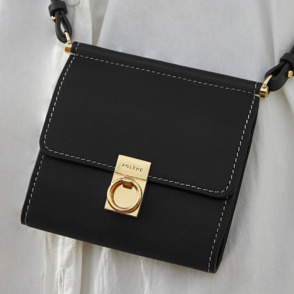 Numéro Sept Crossbody Wallet - Smooth Black - NWT + Box